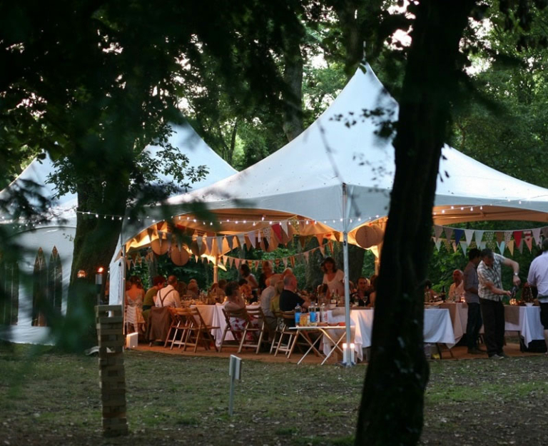 Illuminated Pagoda marquee with a pointed roof