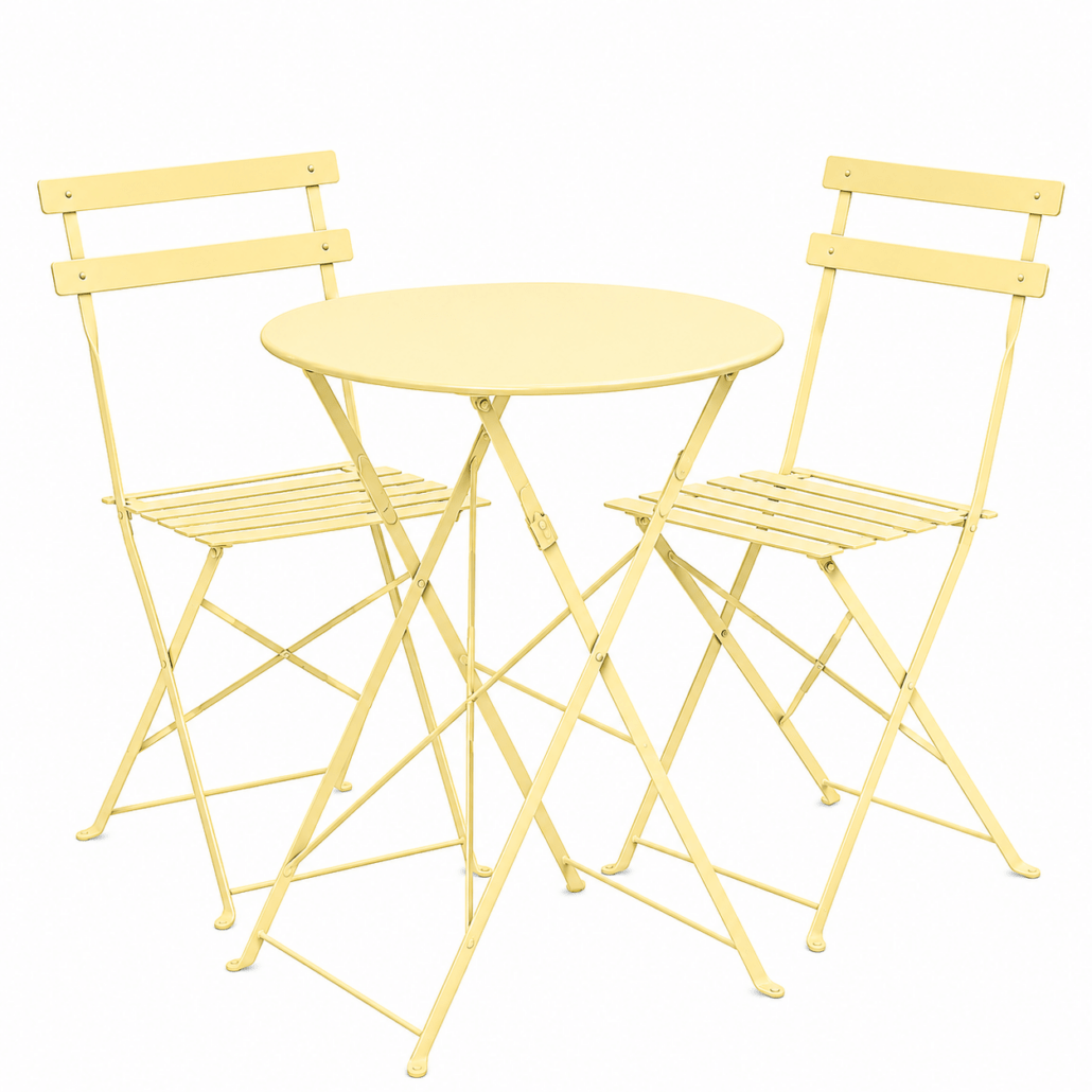 Yellow Metal Bistro Set - includes 2 x Chairs, 1 x Table