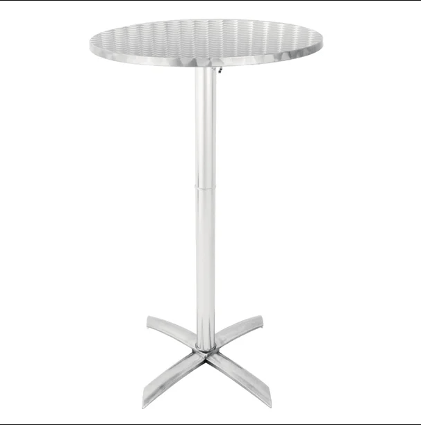 Aluminium Round Top High Café Table Stainless Steel 60cm x 110cm - Poseur Table