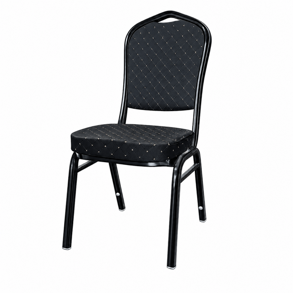 Black Banqueting Chair with Gold Diamond Pattern